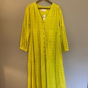Anthropologie chartreuse dress - size medium, NEVER WORN